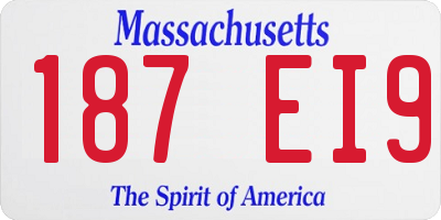 MA license plate 187EI9