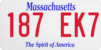 MA license plate 187EK7