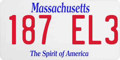 MA license plate 187EL3