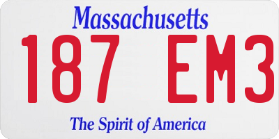 MA license plate 187EM3