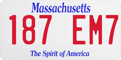 MA license plate 187EM7