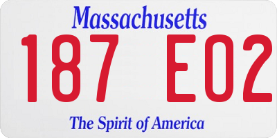 MA license plate 187EO2