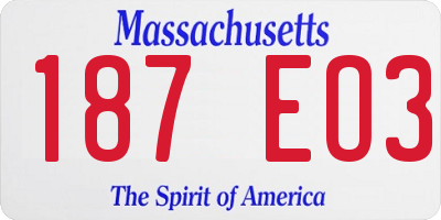 MA license plate 187EO3