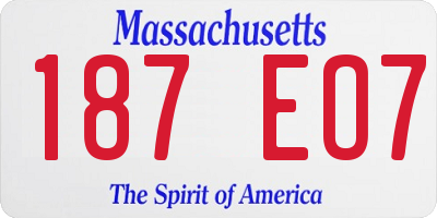 MA license plate 187EO7