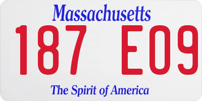 MA license plate 187EO9