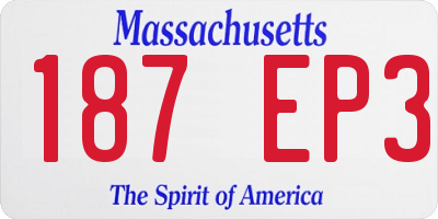 MA license plate 187EP3