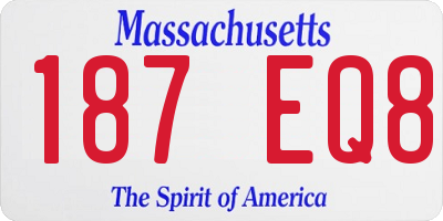 MA license plate 187EQ8