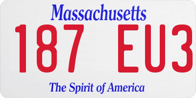 MA license plate 187EU3