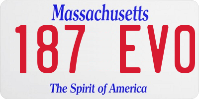 MA license plate 187EV0