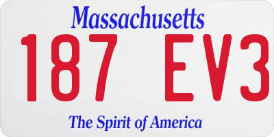 MA license plate 187EV3