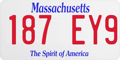 MA license plate 187EY9