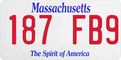 MA license plate 187FB9