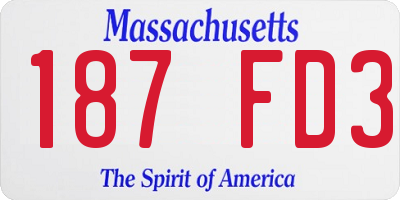 MA license plate 187FD3