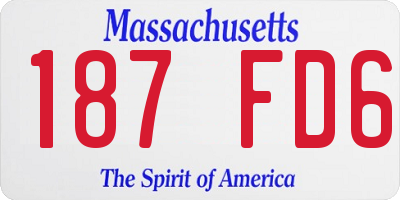 MA license plate 187FD6