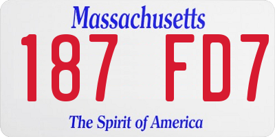 MA license plate 187FD7