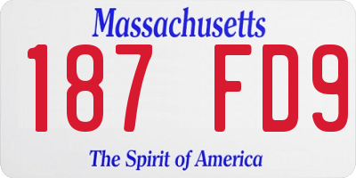MA license plate 187FD9