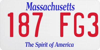 MA license plate 187FG3