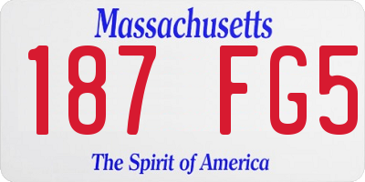 MA license plate 187FG5