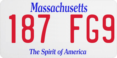 MA license plate 187FG9