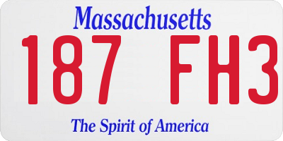 MA license plate 187FH3