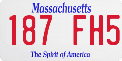 MA license plate 187FH5
