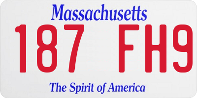 MA license plate 187FH9