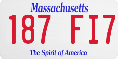 MA license plate 187FI7