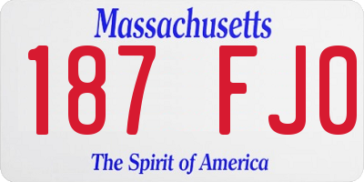 MA license plate 187FJ0