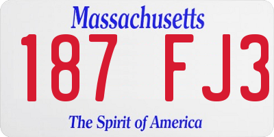 MA license plate 187FJ3