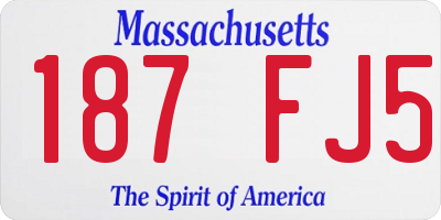 MA license plate 187FJ5