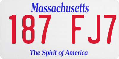 MA license plate 187FJ7