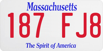 MA license plate 187FJ8