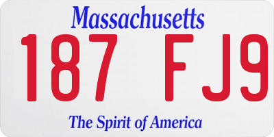MA license plate 187FJ9