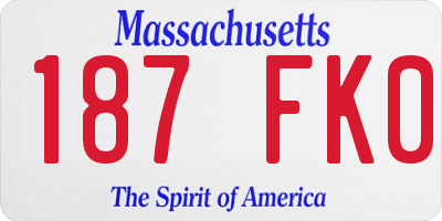 MA license plate 187FK0
