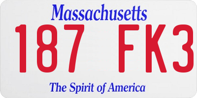 MA license plate 187FK3