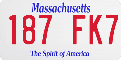 MA license plate 187FK7