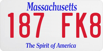 MA license plate 187FK8