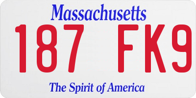 MA license plate 187FK9