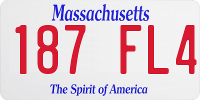 MA license plate 187FL4