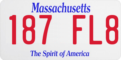 MA license plate 187FL8