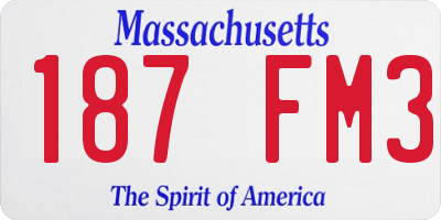 MA license plate 187FM3
