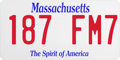 MA license plate 187FM7