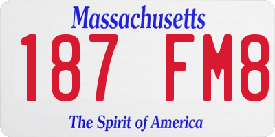 MA license plate 187FM8