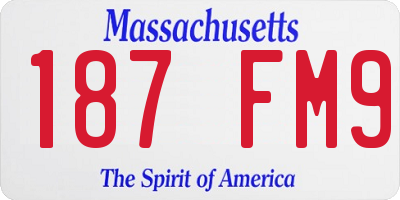 MA license plate 187FM9