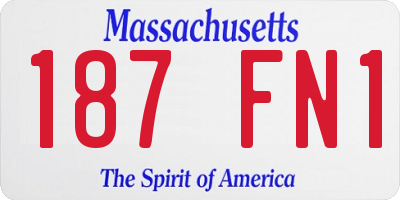 MA license plate 187FN1