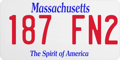 MA license plate 187FN2