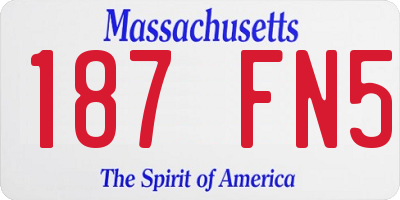 MA license plate 187FN5