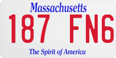 MA license plate 187FN6