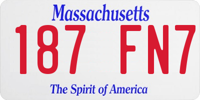MA license plate 187FN7