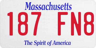 MA license plate 187FN8